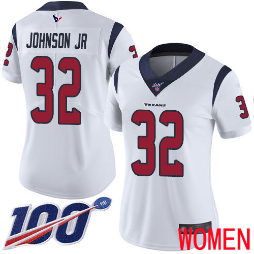 Houston Texans Limited White Women Lonnie Johnson Road Jersey NFL Football #32 100th Season Vapor Untouchable